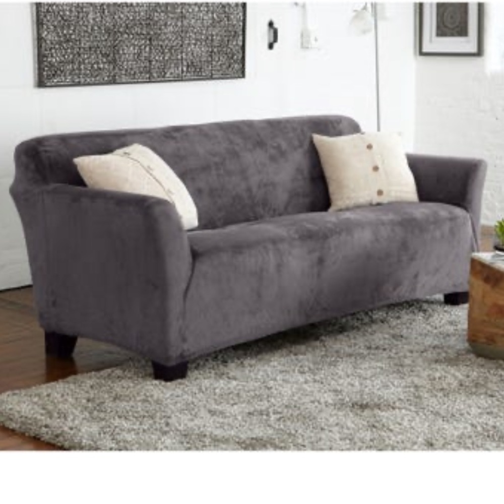 Gray velvet plush slip cover
